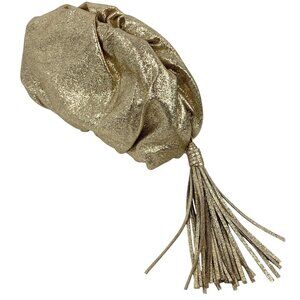 Rebecca Minkoff Ruched Structured Clutch Champagne Leather NWT